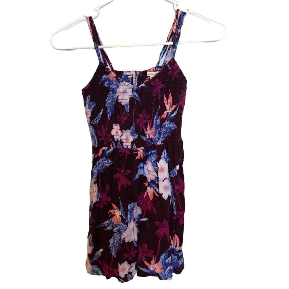American Eagle Outfitters Short Strappy dress/tunic top Maroon/blue/white XXS